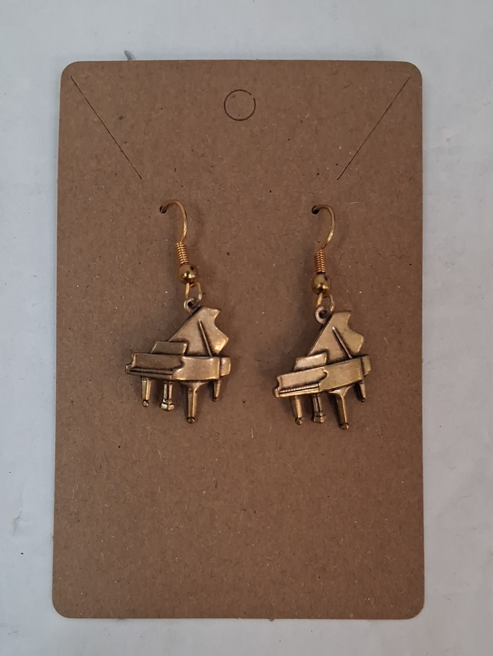 Gold Tone Piano Drop Earrings Music Teacher Recital Dangle Hook Earrings